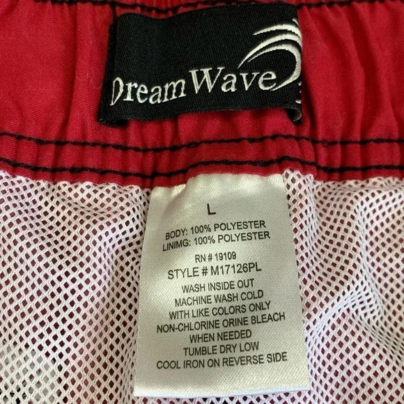 DreamWave Swim Trunks Board Shorts Size L Colorblock Black Red Brief Build In - Picture 14 of 14